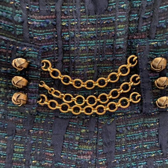 Kay Unger Tweed Dress Blue Green Gold Size 8 - Picture 7 of 8